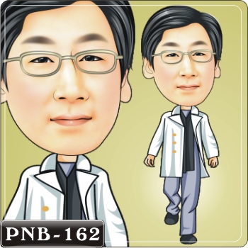 似顏漫畫 白色風衣Q版畫 PNB-162